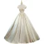 Elegant Champagne Prom Dresses 2022 Ball Gown Off-The-Shoulder Beading Sequins Sleeveless Backless Floor-Length / Long Prom Formal Dresses