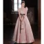 Chic / Beautiful Blushing Pink Sequins Bow Sash Prom Dresses 2024 A-Line / Princess Square Neckline Short Sleeve Backless Floor-Length / Long Prom Formal Dresses