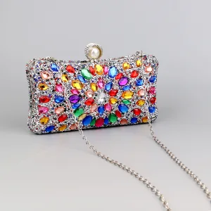 Sparkly Multi Colors Rhinestone Evening Party Clutch Bags 2023 Alloy