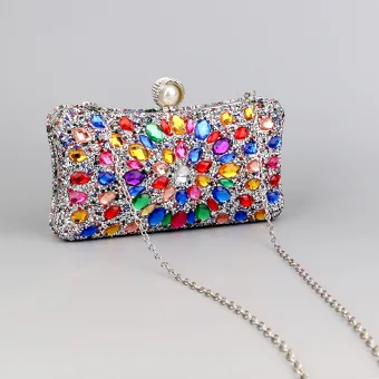 Sparkly Multi Colors Rhinestone Evening Party Clutch Bags 2023 Alloy