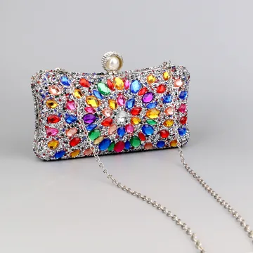 Glittrande Multi Färger Rhinestone Afton Kuvertväska 2023 Legering