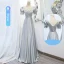 Modest / Simple Silver Grey Satin Bridesmaid Dresses 2022 A-Line / Princess Short Sleeve Backless Floor-Length / Long Wedding Party Dresses