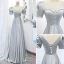 Modest / Simple Silver Grey Satin Bridesmaid Dresses 2022 A-Line / Princess Short Sleeve Backless Floor-Length / Long Wedding Party Dresses
