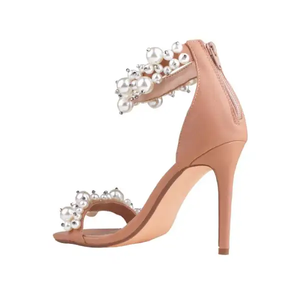 Sexy Black Pearl Evening Party Womens Sandals 2022 10 cm Stiletto Heels Open / Peep Toe Sandals High Heels