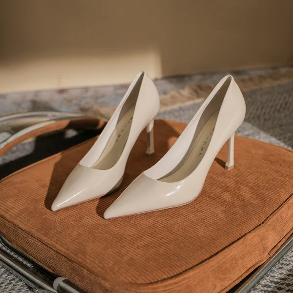 Modest / Simple Black Office OL Patent Leather Pumps 2023 8 cm Stiletto Heels Pointed Toe Pumps High Heels