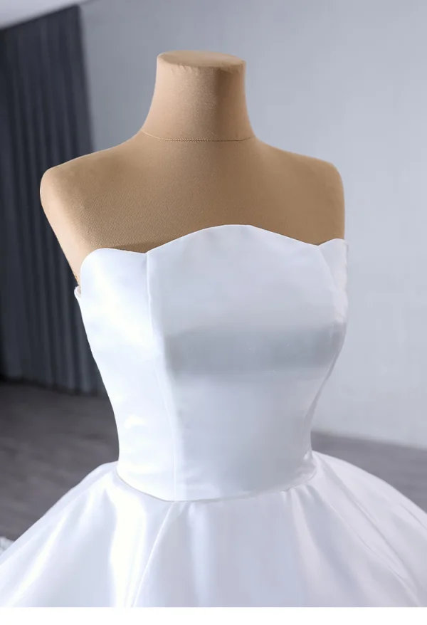 Fashion High-end White Cascading Ruffles Wedding Dresses 2024 Ball Gown Strapless Sleeveless Backless Floor-Length / Long Wedding