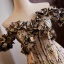 Vintage / Retro Brown Printing Prom Dresses 2024 A-Line / Princess Off-The-Shoulder Sleeveless Backless Floor-Length / Long Prom Formal Dresses