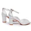 Schöne Weiß Freizeit Sandalen Damen 2024 Knöchelriemen 7 cm Thick Heels Peeptoes Sandaletten Hochhackige