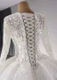 Elegant High-end White Lace Flower Wedding Dresses 2024 Ball Gown V-Neck Long Sleeve Chapel Train Wedding