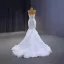 Haut de Gamme Charmant Blanche Perlage Perle Paillettes Robe De Mariée 2023 Trompette / Sirène Bustier Sans Manches Dos Nu Train De Balayage Mariage