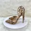 Fashion Brown Snakeskin Print Evening Party Womens Sandals 2023 Ankle Strap 12 cm Stiletto Heels Pointed Toe Sandals High Heels