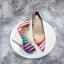 Unusual Multi-Colors Stripe Prom Pumps 2023 Patent Leather 12 cm Stiletto Heels Pointed Toe Pumps High Heels