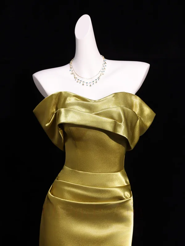 Charming Gold Evening Dresses 2026 Trumpet / Mermaid Strapless Sleeveless Backless Floor-Length / Long Formal Dresses