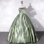 Vintage / Retro Chic / Beautiful Sage Green Satin Prom Dresses 2022 Ball Gown Strapless Sleeveless Backless Floor-Length / Long Prom Formal Dresses