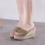 Fashion Bling Bling Silver Rhinestone Sequins Street Wear Summer Womens Sandals 2023 10 cm Wedges Open / Peep Toe Sandals