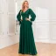 Elegant Dark Green Sequins Prom Dresses 2024 A-Line / Princess V-Neck Long Sleeve Backless Floor-Length / Long Prom Formal Dresses