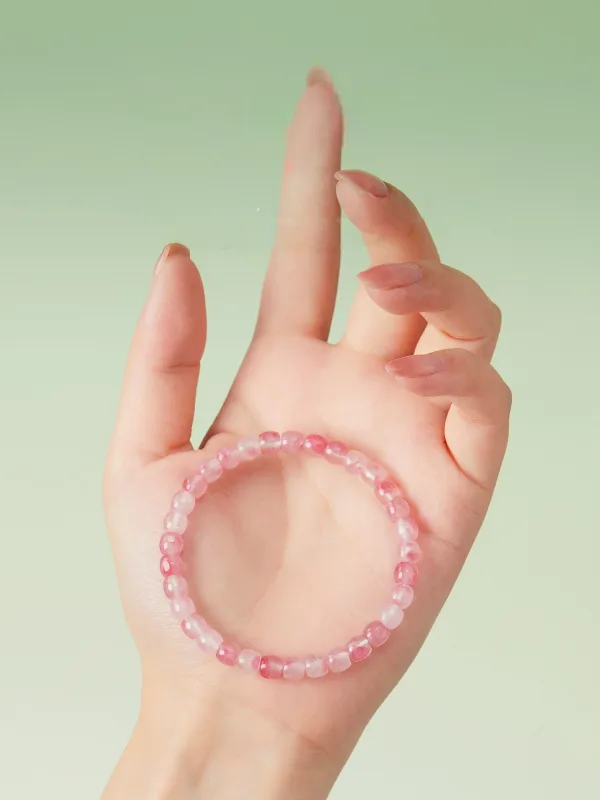 Unusual Blushing Pink Sakura Handmade Natural Crystal Bracelet Accessories 2026