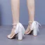Elegante Weiß Perle Knöchelriemen Sandalen Damen 2025 9 cm Thick Heels Peeptoes Hochzeit Sandaletten Hochhackige