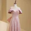Glitzernden Rosa Pailletten Abendkleider 2023 A Linie Off Shoulder Ärmellos Rückenfreies Schleife Lange Abend Festliche Kleider