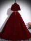 Elegant Burgundy Beading Sequins Velvet Mother Of The Bride Dresses 2025 Ball Gown V-Neck Sleeveless Backless Floor-Length / Long