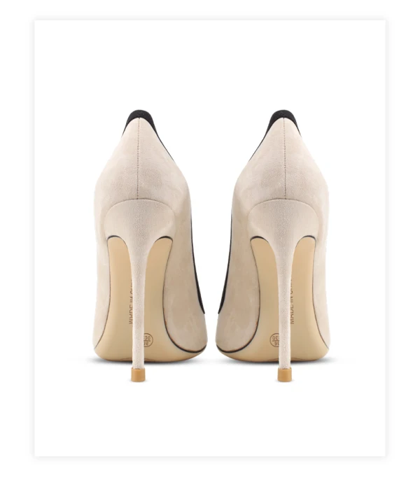 Mode Aprikos / Beige Mocka Bal Pumps 2022 Läder Rosett 10 cm Stilettklackar Spetsiga Pumps Högklackade