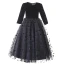 Fashion Black Star Prom Flower Girl Dresses 2022 Scoop Neck Ball Gown Long Sleeve Floor-Length / Long Flower Girl Dresses