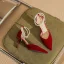 Fashion Red Prom Womens Sandals 2023 Pearl Ankle Strap 8 cm Stiletto Heels Pointed Toe Sandals High Heels