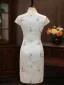 Chinese style White Embroidered Butterfly Tea-length Cheongsam 2026 Trumpet / Mermaid High Neck Cap Sleeves