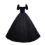 Audrey Hepburn Style Black Glitter Rhinestone Prom Dresses 2024 Ball Gown Square Neckline Short Sleeve Backless Floor-Length / Long Prom Formal Dresses