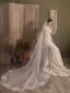 Vintage / Retro White Handmade  Lace Flower Sweep Train 2 m Wedding Veils 2025