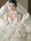 Luxury / Gorgeous Whimsical White Handmade  Flower Wedding Veils 2026 Tulle