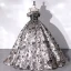 Vintage / Retro Baroque Silver Lace Flower Satin Prom Dresses 2022 Ball Gown Spaghetti Straps Sleeveless Backless Beading Floor-Length / Long Formal Dresses