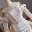 Elegante Ivory / Creme Spitze Blumen Satin Brautkleider / Hochzeitskleider 2025 Meerjungfrau Bandeau 3/4 Ärmel Rückenfreies Schleife Sweep / Pinsel Zug