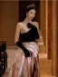 Sexy Noire Paillettes Fendue devant Robe De Soirée 2023 Princesse Bustier Sans Manches Dos Nu Longue Soirée Robe De Ceremonie