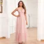 Chic / Beautiful Blushing Pink Prom Dresses 2024 A-Line / Princess V-Neck Sleeveless Backless Floor-Length / Long Prom Formal Dresses