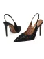 Sexy Silver Rhinestone Evening Party Womens Sandals 2025 Leather 10 cm Stiletto Heels Pointed Toe Sandals High Heels