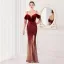 Charmant Doré Paillettes Robe De Soirée 2022 Trompette / Sirène Bretelles Spaghetti Manches Courtes Perlage Gland Dos Nu Longue Fendue devant Soirée Robe De Ceremonie