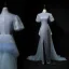 Scintillantes Bleu Ciel Fendue devant Paillettes Robe De Soirée 2024 Trompette / Sirène Col Haut Manches Courtes Longue Soirée Robe De Ceremonie
