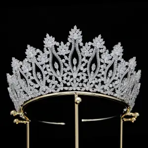 Bling Bling Silber Zirkon Hochzeit Tiara Haarschmuck Braut 2024 Brautaccessoires Legierung