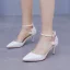 Élégant Blanche Bride Cheville En Dentelle Fleur Chaussure De Mariée 2024 9 cm Talons Aiguilles À Bout Pointu Mariage Talons Hauts