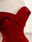 Sexy Glitzernden Burgunderrot Pailletten Gespaltete Front Abendkleider 2023 Meerjungfrau Bandeau Ärmellos Rückenfreies Sweep / Pinsel Zug Festliche Kleider