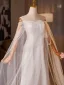Minimalist White A-Line / Princess Wedding Dresses 2025 Strapless Sleeveless Backless Sweep Train Wedding