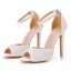 Chic / Beautiful White Pearl Wedding Shoes 2022 11 cm Stiletto Heels Ankle Strap Open / Peep Toe Wedding Sandals High Heels