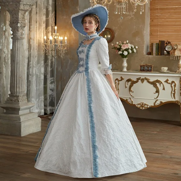 Medieval Vintage Retro White Bow Pearl Printing Prom Dresses 2025 Ball Gown Square 1/2 Medieval Vintage Retro White Bow Pearl Printing Prom Dresses 2025 Ball Gown Square 1/2