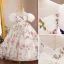 Chic / Beautiful White Birthday Floral Flower Girl Dresses 2022 A-Line / Princess Scoop Neck Puffy Short Sleeve Backless Bow Pearl Floor-Length / Long Flower Girl Dresses