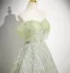 Fashion Sage Green Sequins Prom Dresses 2024 Ball Gown Off-The-Shoulder Sleeveless Backless Floor-Length / Long Prom Formal Dresses