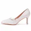 Eenvoudige Witte Kant Bloem Bruidsschoenen 2025 7 cm Naaldhakken / Stiletto Spitse Neus Huwelijk Pumps Hoge Hakken