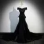 Chic / Belle Noire Satin Robe De Soirée 2023 Trompette / Sirène De l'épaule Manches Courtes Dos Nu Noeud Train De Balayage Soirée Robe De Ceremonie