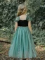 Chic / Beautiful Jade Green Rhinestone Glitter Birthday Flower Girl Dresses 2023 A-Line / Princess Square Neckline Sleeveless Backless Tea-length Flower Girl Dresses