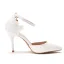 Élégant Blanche Bride Cheville En Dentelle Fleur Chaussure De Mariée 2024 9 cm Talons Aiguilles À Bout Pointu Mariage Talons Hauts
